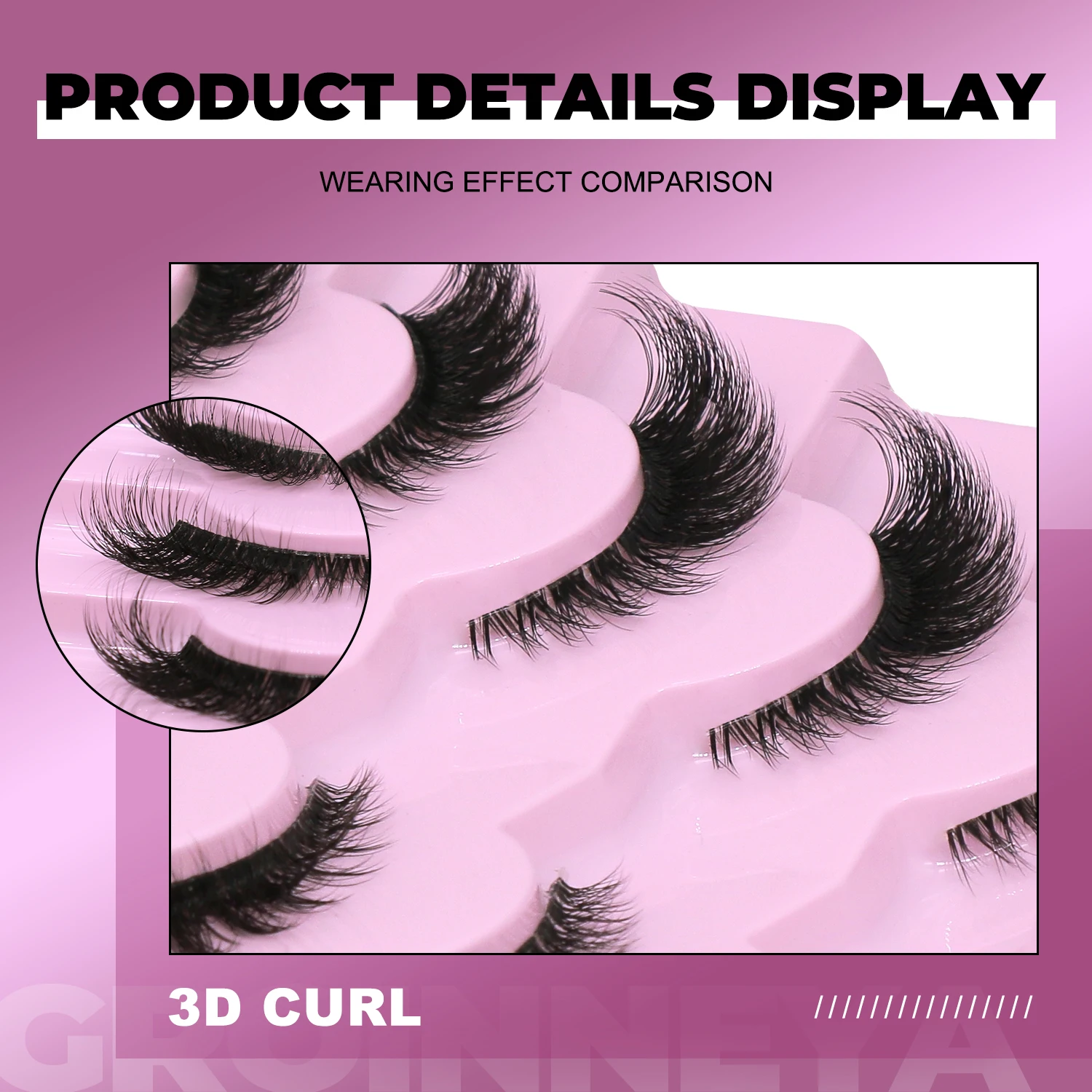 GROINNEYA Pluizige Wimpers Natuurlijke Cat Eye Wimpers Dramatische Krul Volledige Strip Wimpers 3D Faux Nertsen Wimpers Extension Make-Up