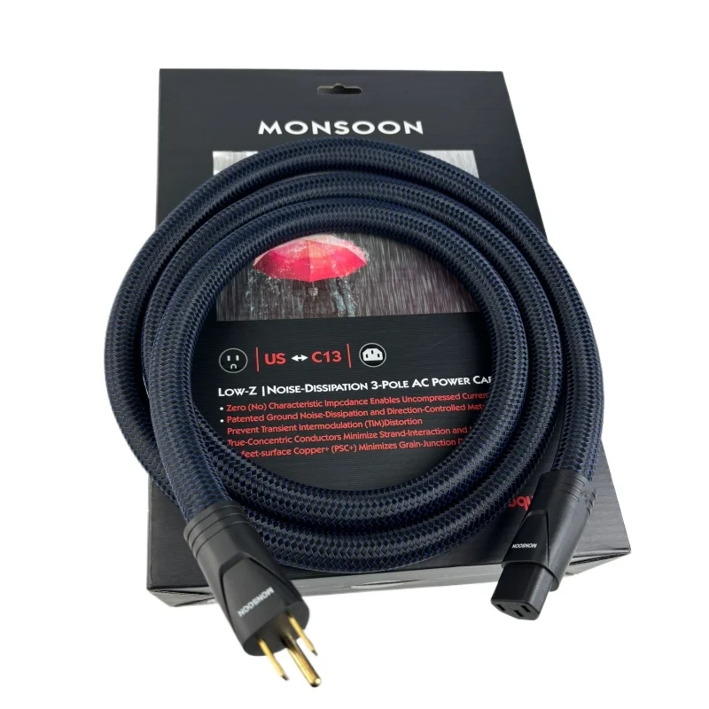 Monsoon C13 AC Power Cable PSC+ Copper CD Amplifier HiFi Audio Power Cord US & EU Plug