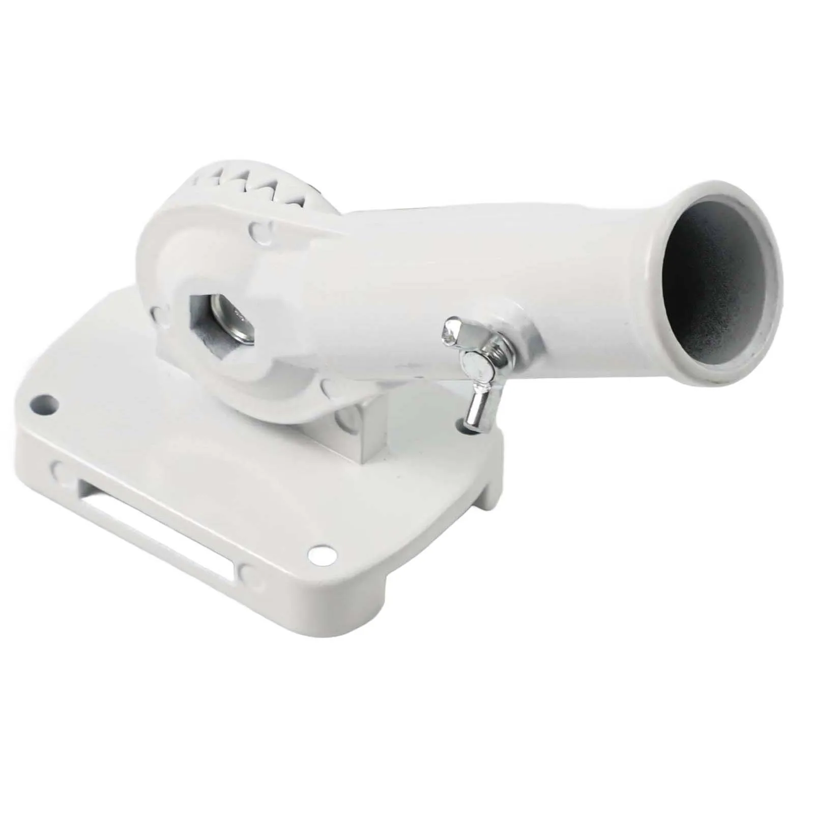 Outdoor Wall Mount Flagpole Base in Aluminum Alloy Featuring 180 Degree Adjustment and Secure Clamp for Stable Flag Display