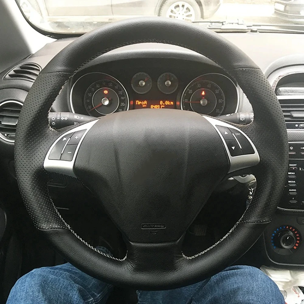 Customized DIY Original Car Steering Wheel Cover For Fiat Bravo Doblo Opel Combo Grande Punto Linea Qubo Vauxhall Leather Braid
