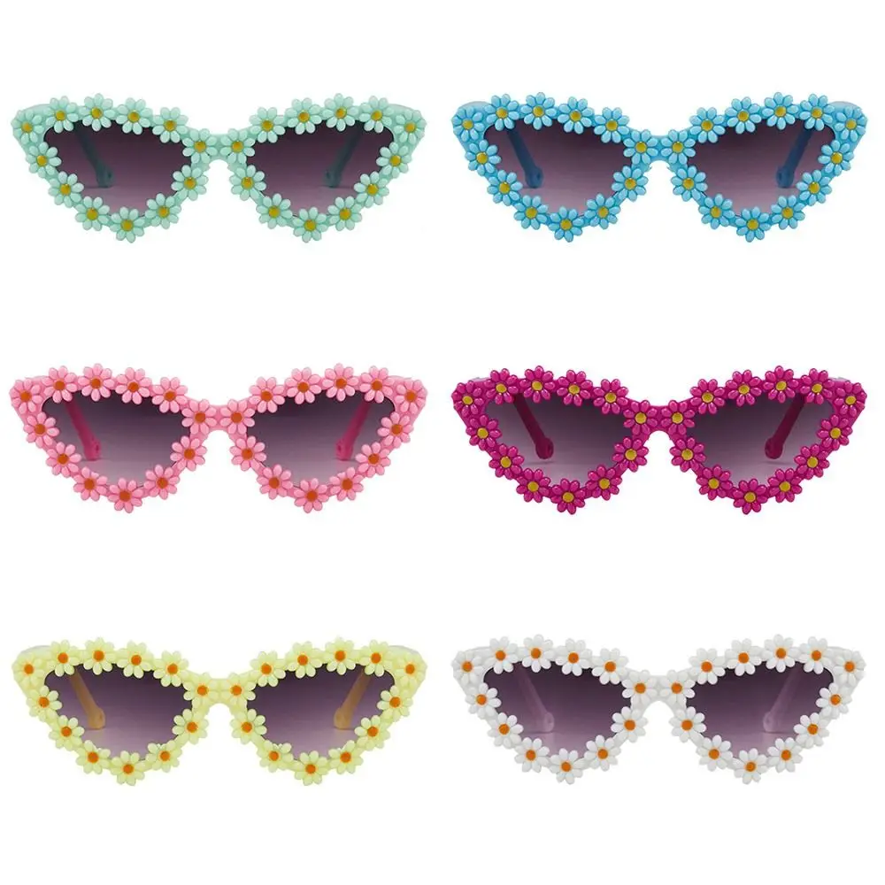 Cat Eye Frame Children Flowers Sunglasses Sun Protection Vintage Children Shades 3-18 Years Disco Festival Party Glasses