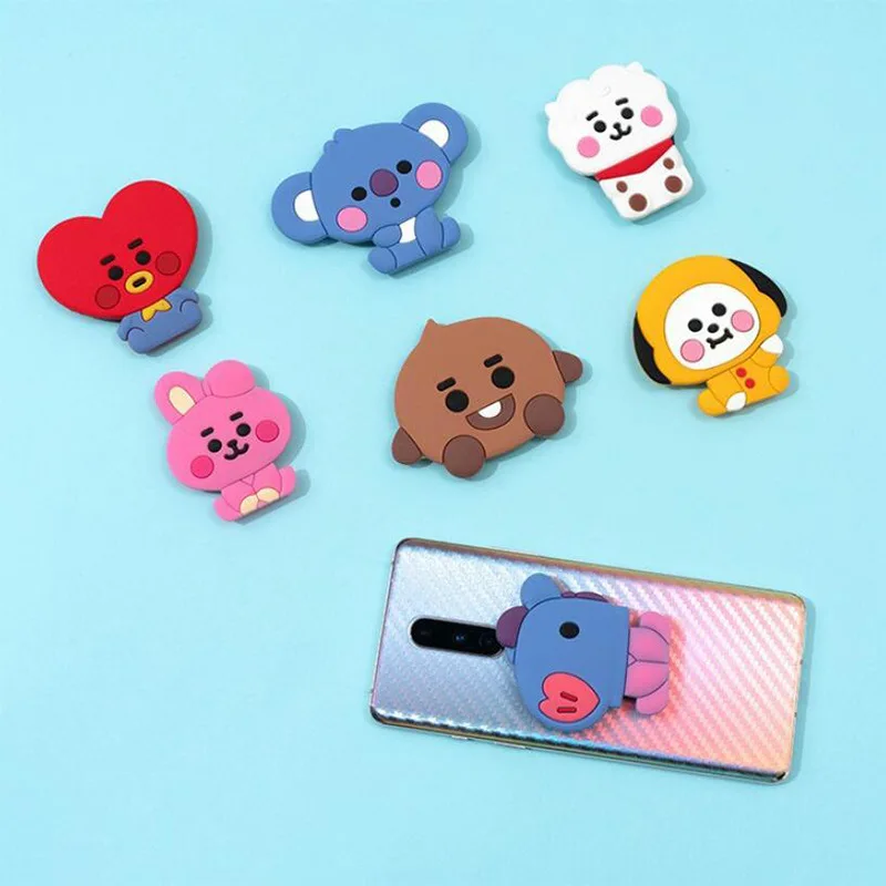 South Korea BT21 Mobile Phone Holder with Cute Cartoon Figurines Around It Computer and Mobile Phone Anti Fall Y2k Fashion Toys
