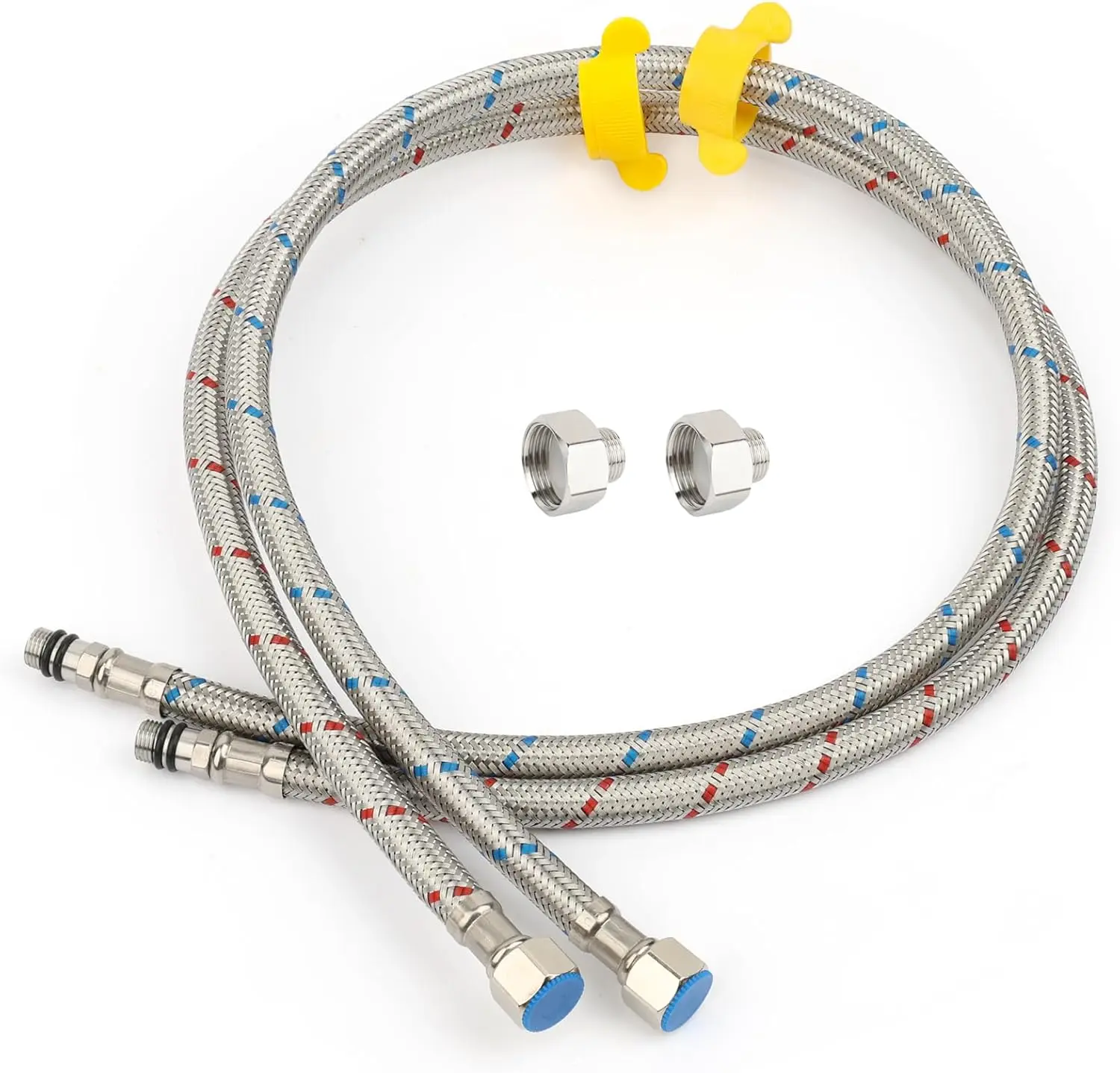 

32-Inch Braided Faucet Supply Line, 3/8" Compression x M10, with 1/2" FIP Adapters