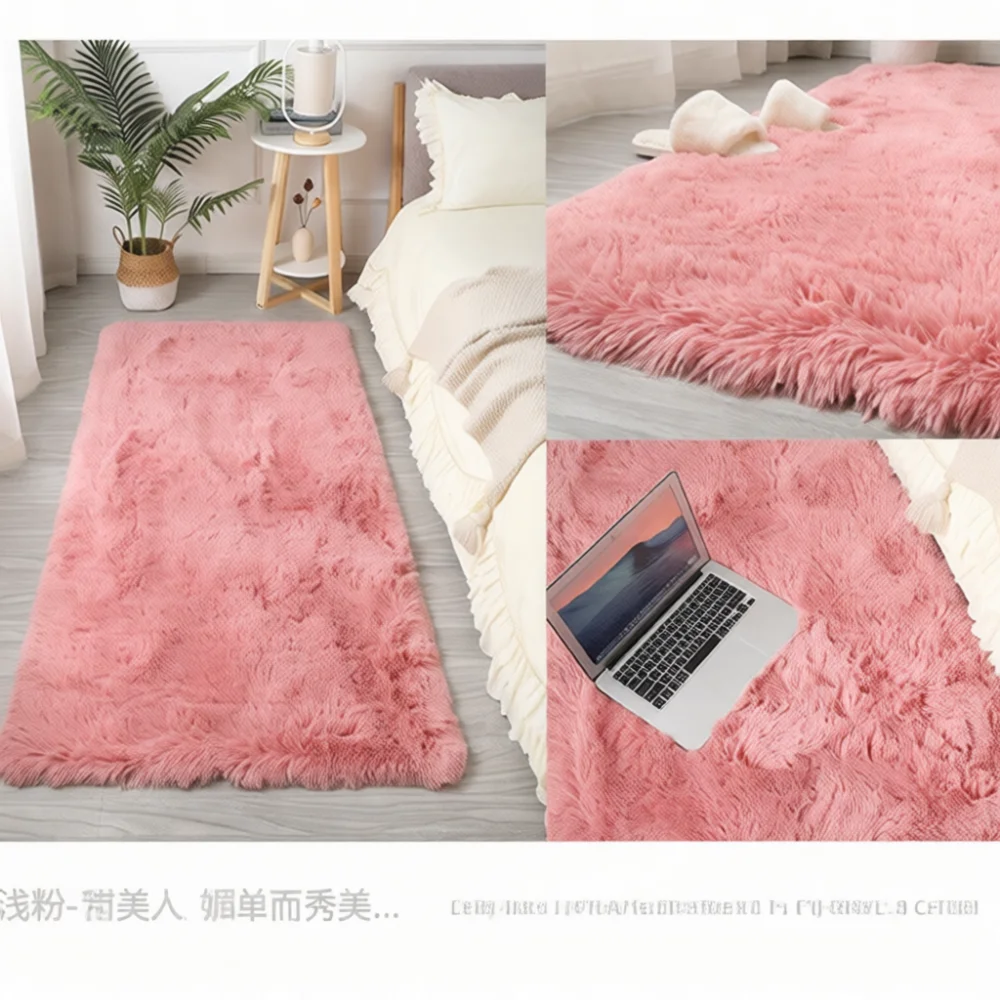Modern Soft Plush Carpet Solid Color Area Rug Nordic Minimalist Bedroom Bedside Floor Mat Washable Home Living Rugs