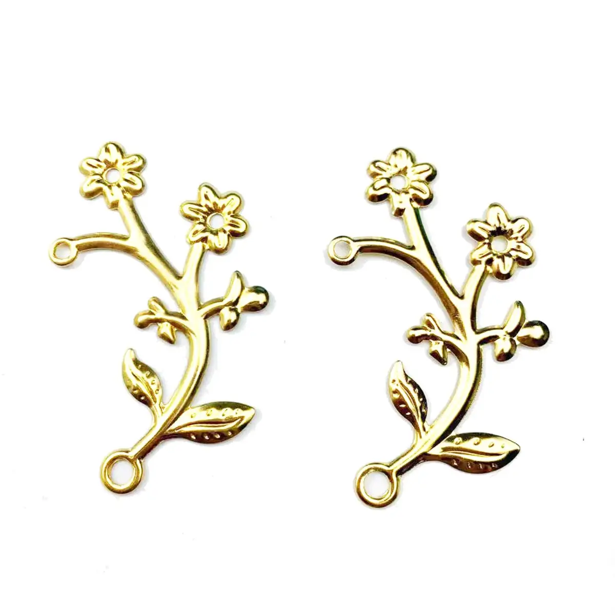 200PCS Multicolor Flower Branch Charm Filigree  Wraps Embellishments 33x47mm DIY Headwear Jewelry Crafts Garment Decora Supplies