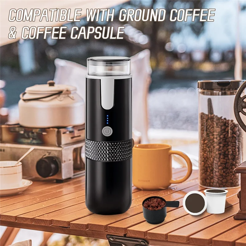 B58B-Portable Espresso Maker, Electric Travel Coffee Machine For Office Travel Camping Fit Coffee Powder & Coffee Capsule
