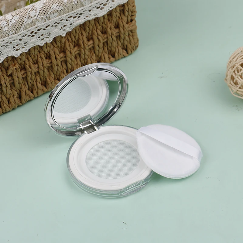 

5g Portable Powder Box Empty Travel Makeup Container with Powder Puff mirror