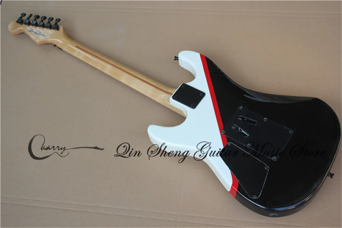 Order booking 6 strings guitar, white guitar,Two swords,tremolo bridge H pickups,black buttons,maple neck