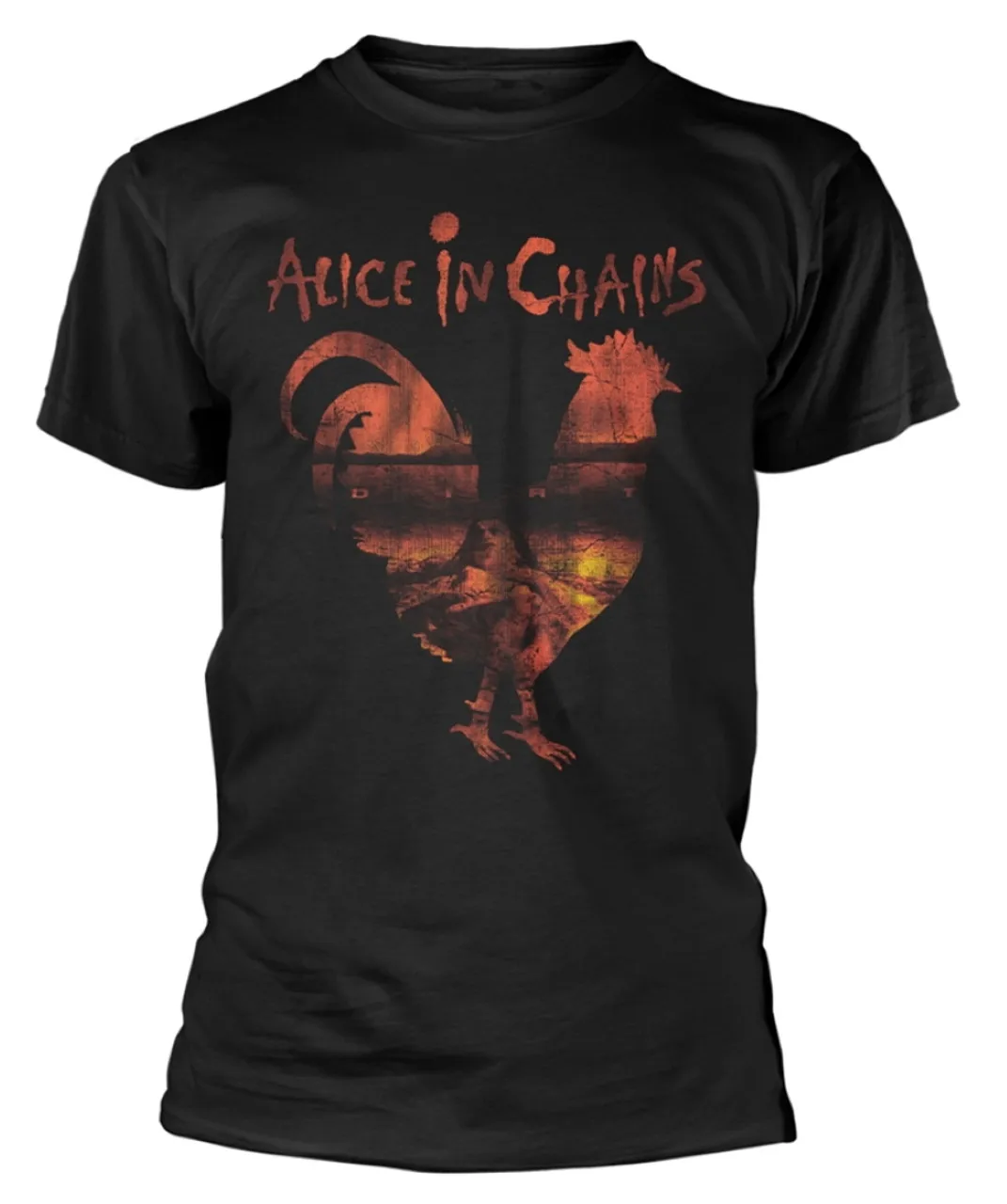 

Alice in Chains Dirt Rooster Silhouette Graphic Print Men's and Women's Loose Short Sleeved T-shirt Casual All Year Round Luxury