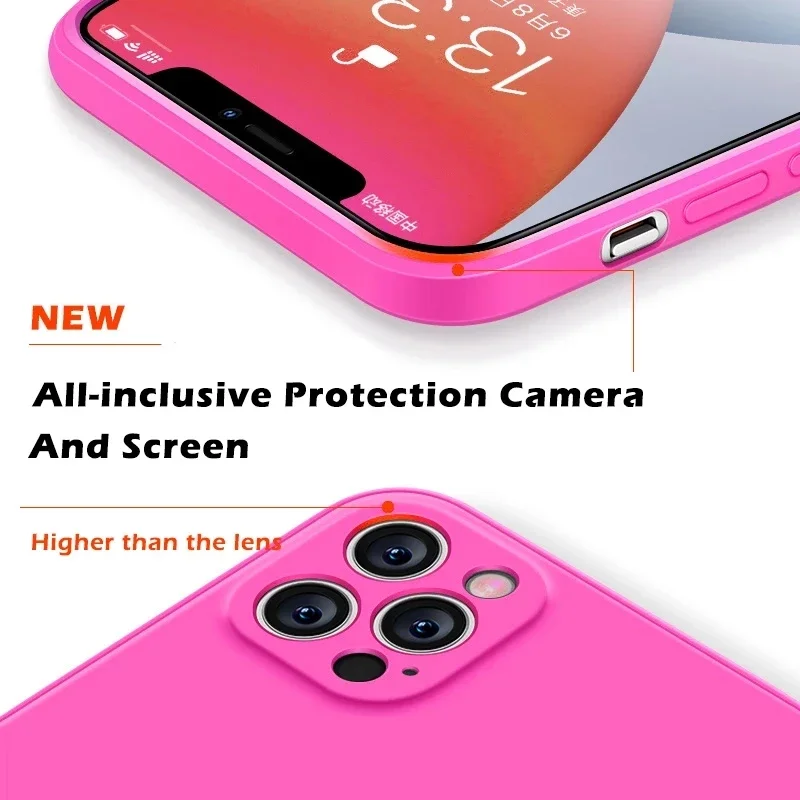 Soft  Liquid  Silicone Case For iPhone 15 14 11 13 12 Pro Max Mini Plus X XR XS Max 7 8 SE 2022 Protective Back Cover