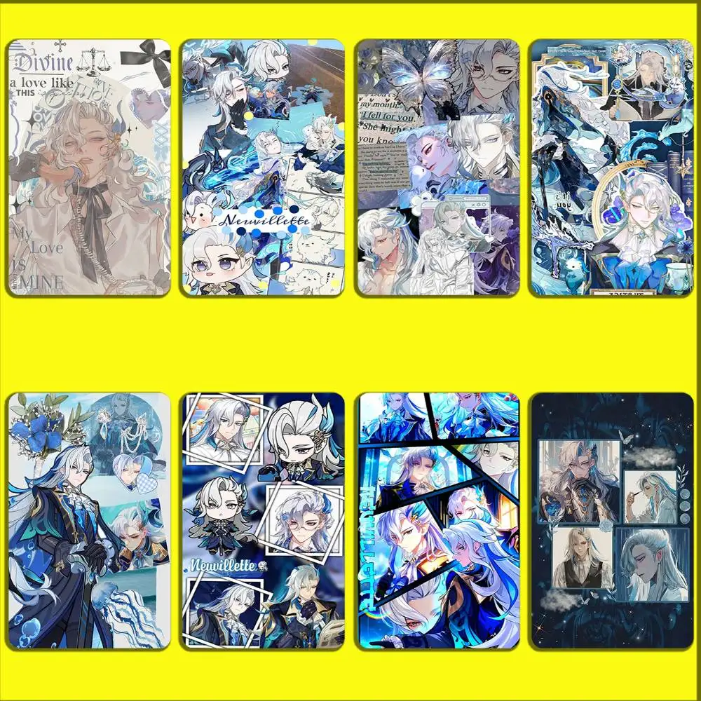 

G-Genshin Impact Neuvillette Card Stickers For Debit Bank Credit Cards Metro Bus Pass Sticker Decoration Cover Skin
