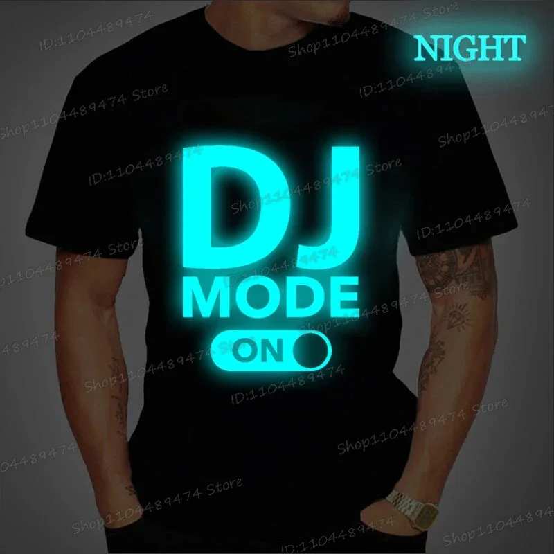 الصيف الرجال النساء Dj وضع طباعة مضيئة تيز الهيب هوب نمط قصيرة الأكمام Harajuku DJ طباعة متوهجة التي شيرت الذكور