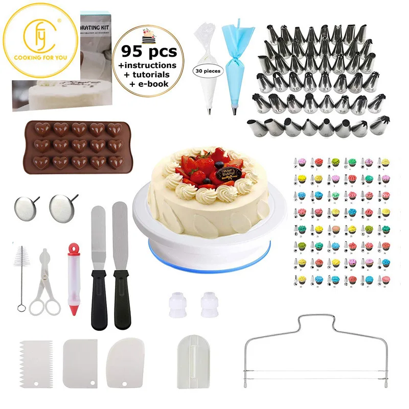 Cake Decorating Tools Set Turntable Pastry Bags Nozzle Bakware Baking Accessories Baking Tools Cake Baking Sets Baking Tool Set