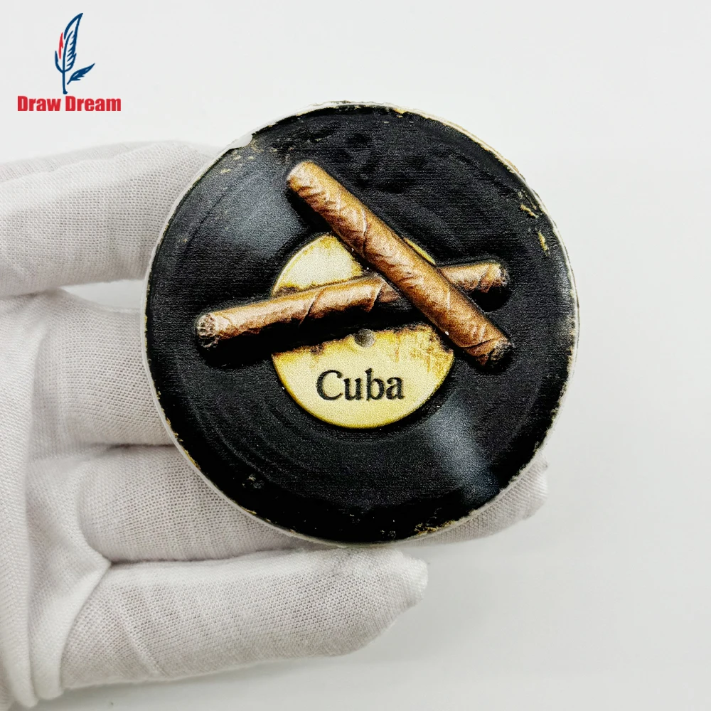 1 PC Cuban cigar record 3D stereoscopic refrigerator sticker travel souvenir home decoration item