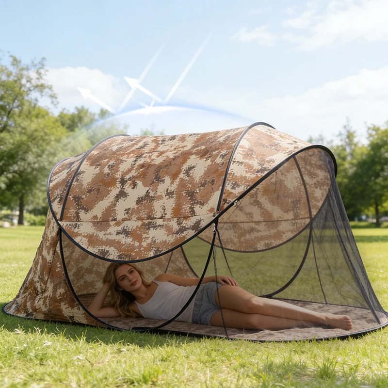 Sun Protection Outdoor Camping Tent One-Second Setup Lightweight Mountain Camping Foldable Beach Sunshade Summer