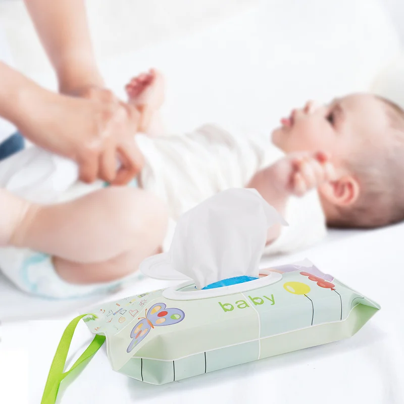 Baby Care Wet Wipe Box Eco-Friendly Wet Tissue Case Cleaning Wipes Container Case Portable Wet Wipe Bag EVA Snap Strap Wipes Bag