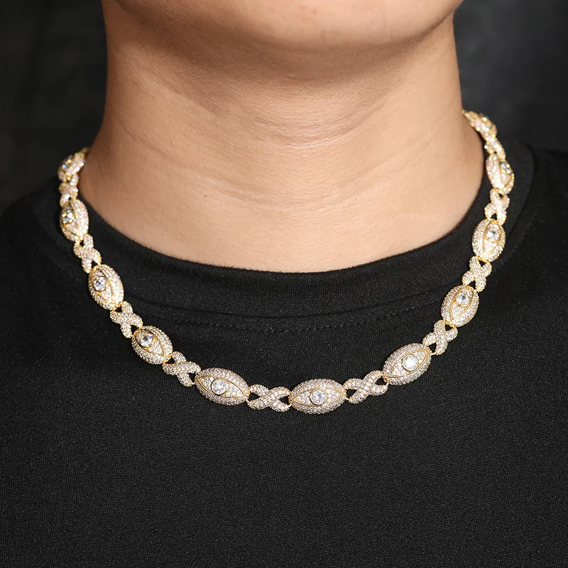 

Hip Hop 5A+ CZ Stone Bling Iced Out Eyes Cuban Infinity Link Chain Necklace for Women Men Unisex Rapper Jewlery Drop Shipping