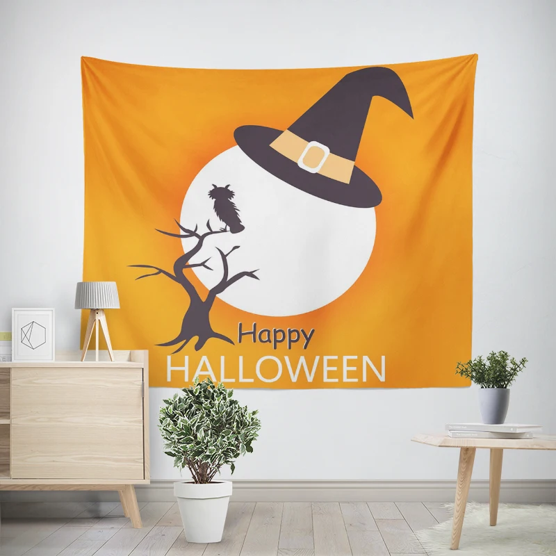 Tapeçaria de parede para decoração de quarto, quarto moderno, quarto estético, arte da parede, tecido grande, halloween, engraçado, outono