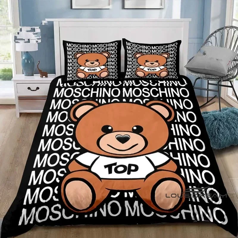 

Модный комплект постельного белья M-Moschino, украшение для дома с 3D принтом для мальчиков и девочек, Комплект постельного белья большого размера, пододеяльник, наволочки