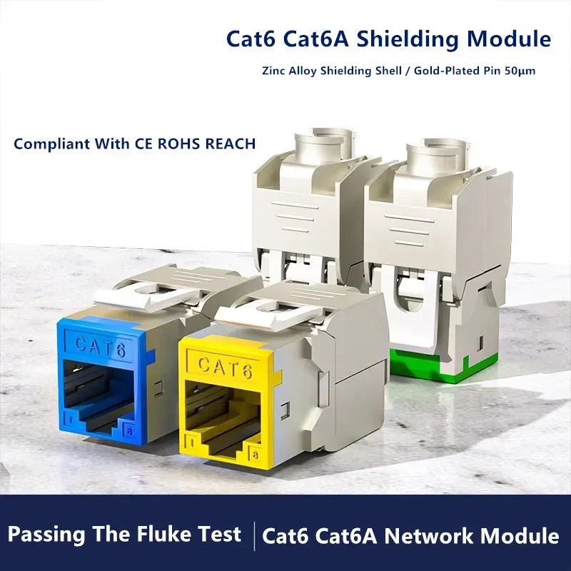 Modulo Ethernet Lan RJ45 Cat 6 Schermatura Accoppiatore Keystone Cat6a Cablaggio di rete 10 Gbps per connettore RJ45 pannello patch da 19 pollici