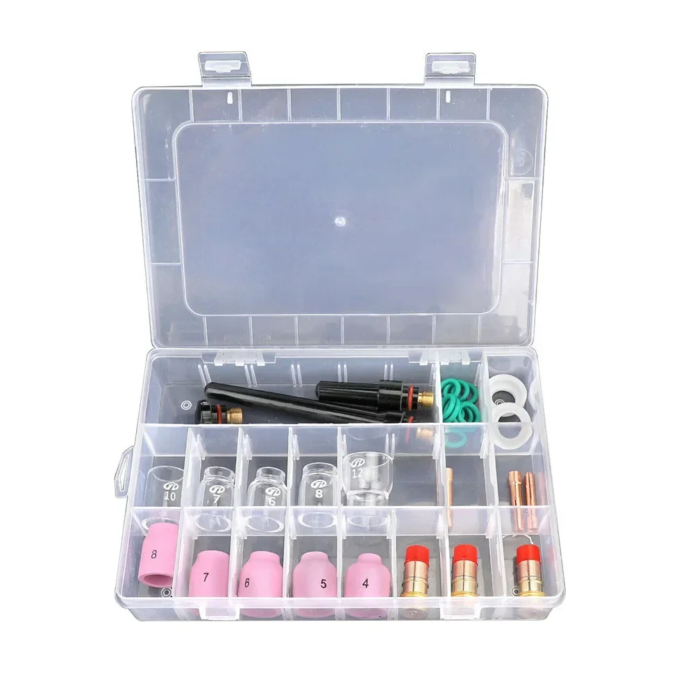 31Pcs For TIG Welding Torch Gas Lens #12 8#10# 7# Glass Cup Kit For WP-17/18/26 High Quality Welding Accessories