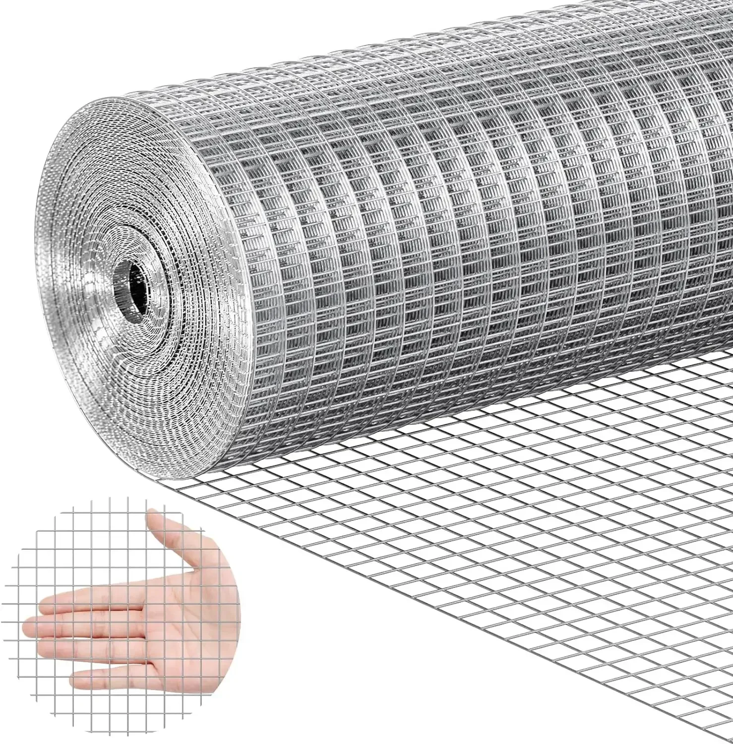 

Hardware Cloth, 1/2 inch 24in x 25 ft 19 Gauge, Hot Dipped Galvanized Wire Mesh Roll, Chicken Wire Fencing