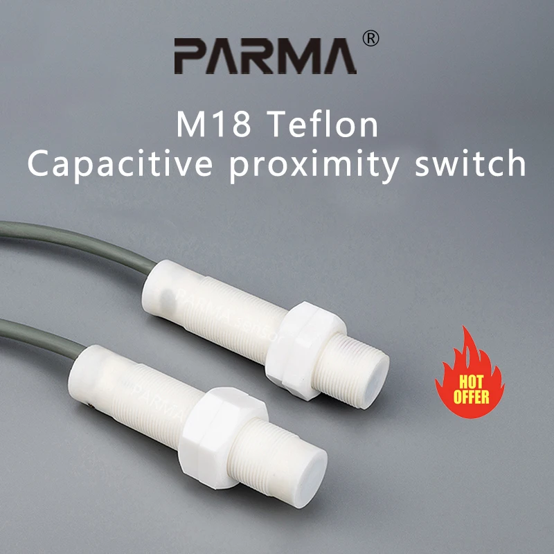 

M18 capacitive proximity switch sensor resistant to strong acid and alkali corrosion, non-metallic induction switch with Teflon