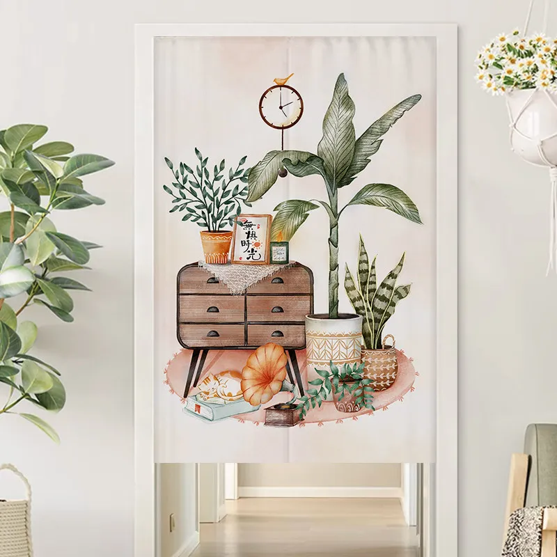 VIKAMA Sage Green Eucalyptus Leaves Botanical Door Curtain Rod Pocket Nature Inspired Split Panel Home Decor Soft Durable Cozy