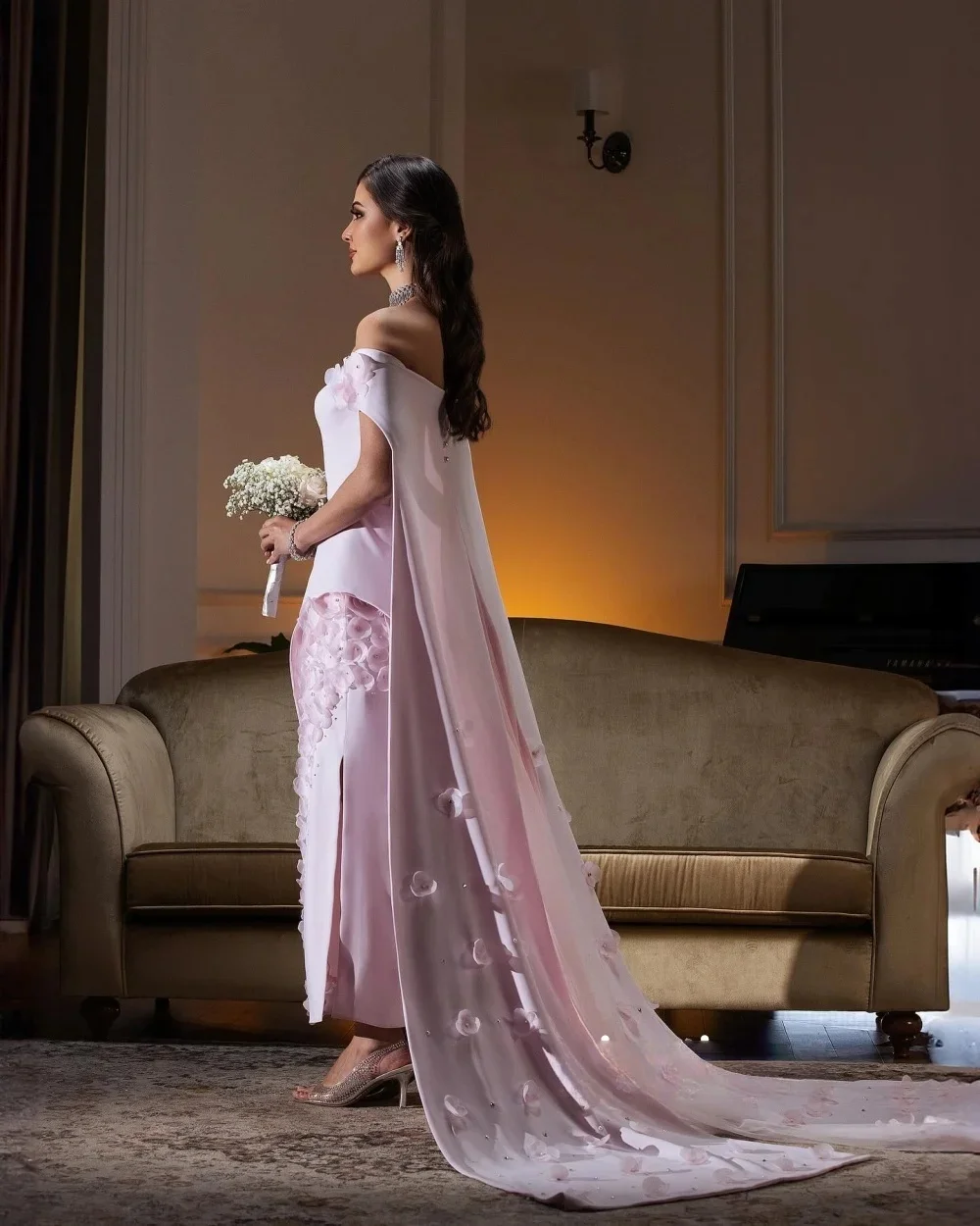 

Custom JDY Exquisite Plain Knit Ruched Floral A Line Off Shoulder Midi Dress Homecoming Gown Modern Style Unisex