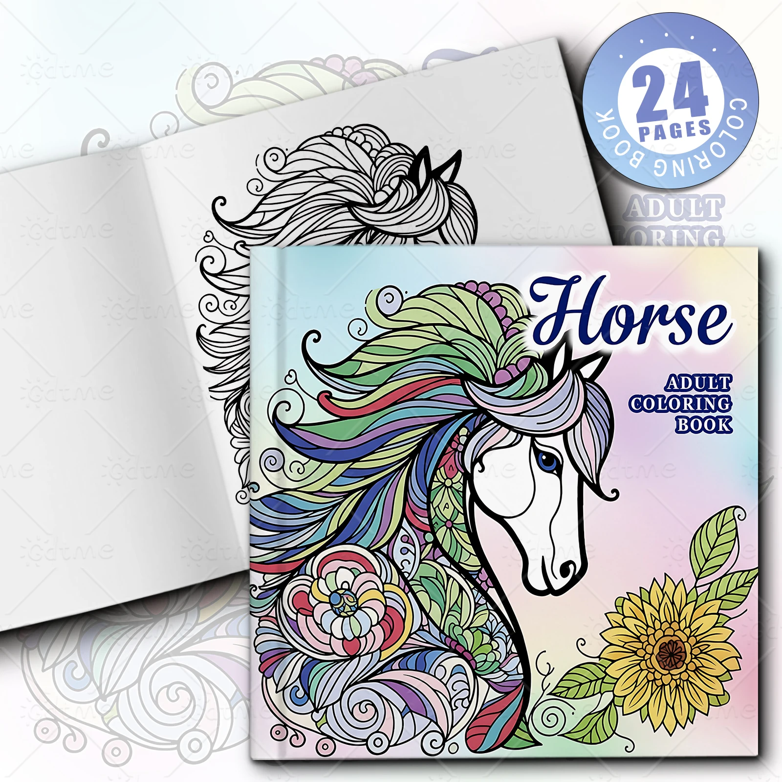 Mandala Horse Coloring Book for Adult Featuring Bold-easy Floral Pattern for Relaxation Art Therapy DIY Painting Drawing