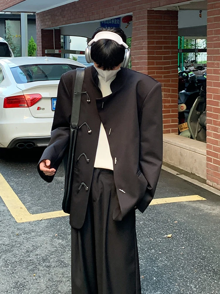 

New Chinese Sle Men's Pad oulder Suit Stand Collar Tang Coat Couple's Clothing Youth Trend Loose Fit Spring Autumn