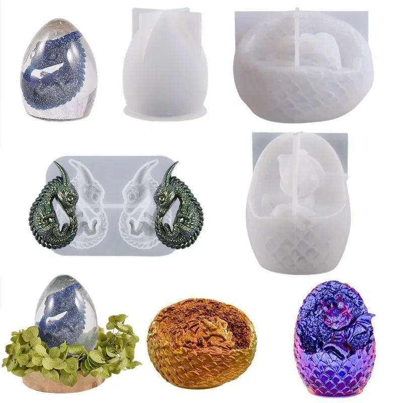 Dinosaur Egg Desktop Decoration Silicone Mold DIY Dragon Cub Candle Aromatherapy Epoxy Resin Molds Handmade Ornament Making