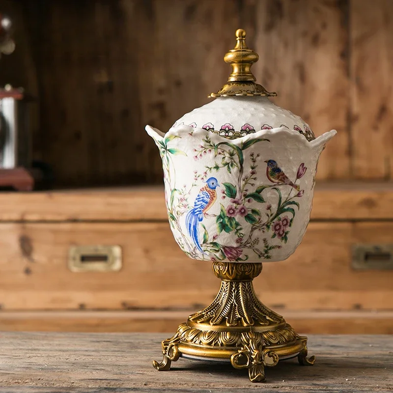 

Ceramic Jewelry Box Storage Jar with Lid Vase Ceramic Ornaments Dressing Table Storage Accessory Box Home Furnishing Decoration
