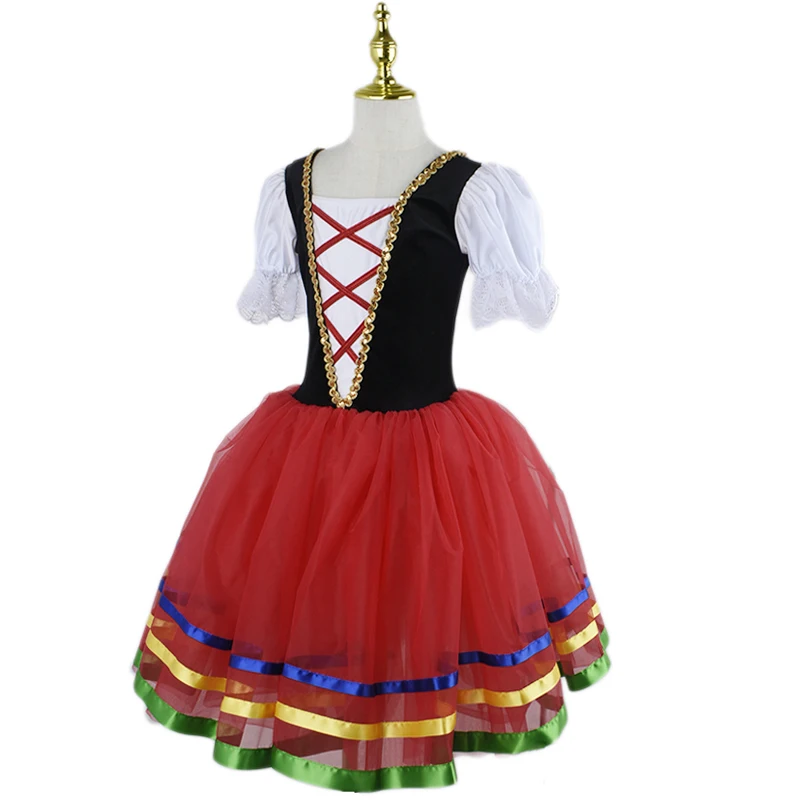 Vestido de Ballet rojo para niñas, leotardo de gimnasia, vestidos largos de Ballet, disfraz de Baile de Princesa bailarina, vestido de cumpleaños