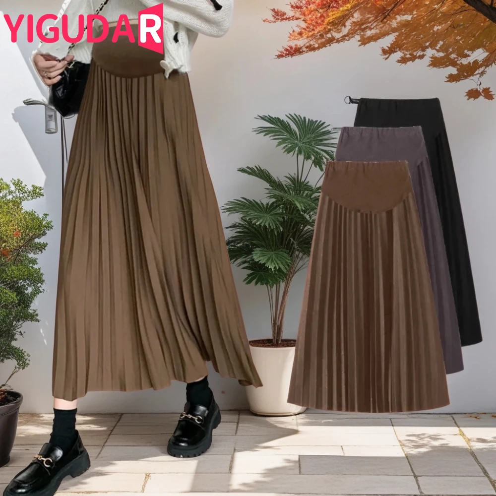 Autumn Pleated Maternity Skirts Elastic Waist Belly Casual Clothes for Pregnant Women fashion Pregnancy photoshoot vestidos