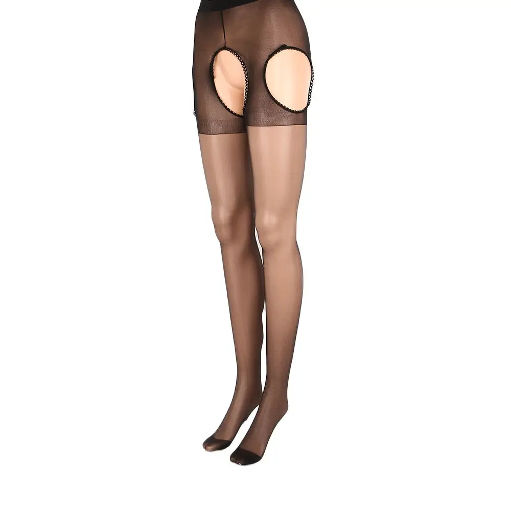 Collants en spandex sexy pour femmes, lingerie transparente, extensible, sans couture, entrejambe ouvert