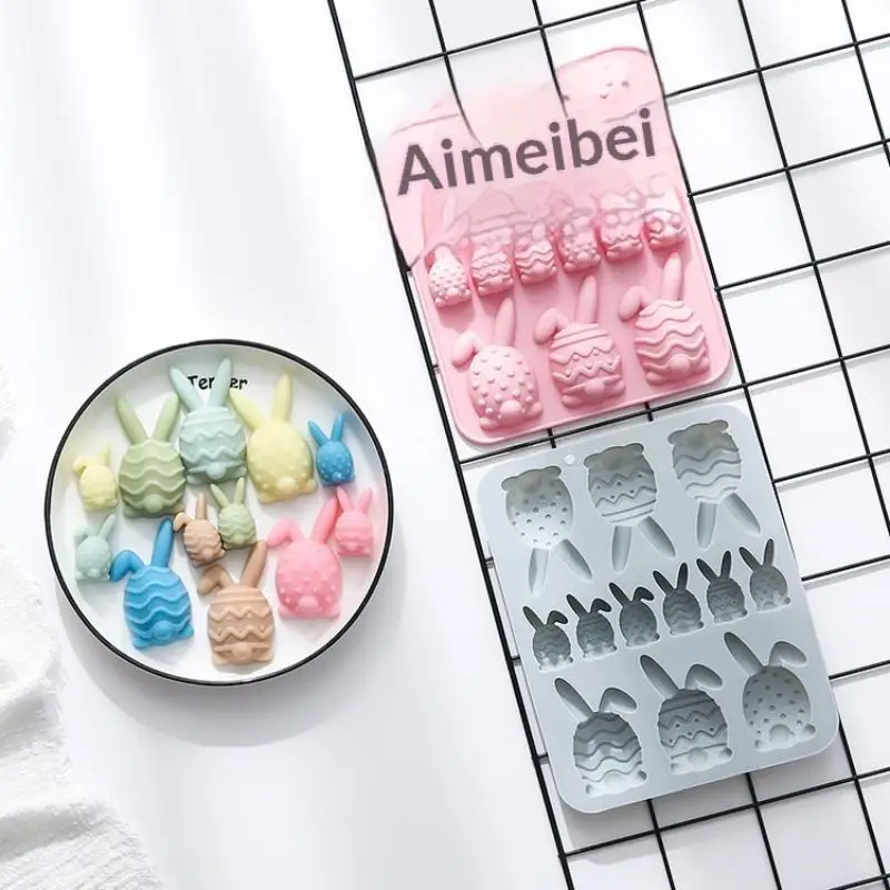 Easter Bunny Egg Shaped Silicone Mold DIY Cake Cookies Mold Chocolate Candy Dessert Baking Tool For Easter Party Decoration