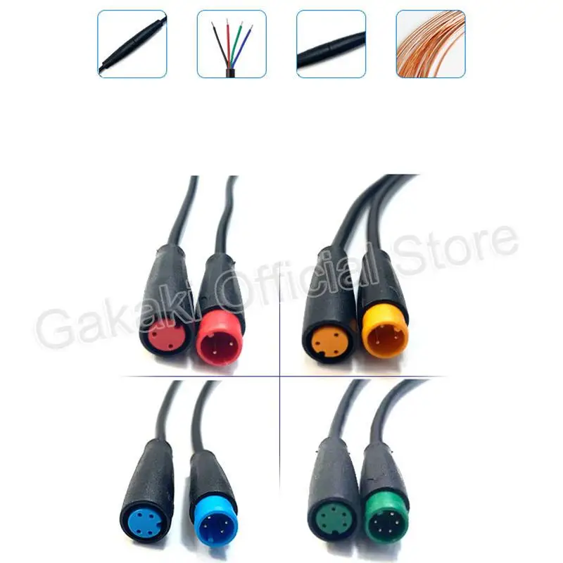 20CM 2 3 4 5 6 Pin Electric Bicycle Butt Joint Plug Connector Wiring Line Scooter Brake Cable Signal Connecting Sensor