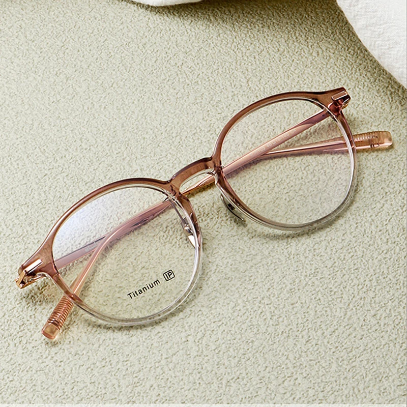 

New Fashion Titanium Vintage Round Eyeglasses Ultra Light TR90 Eyewear Small Size Optical Prescription Glasses Frames Man Woman