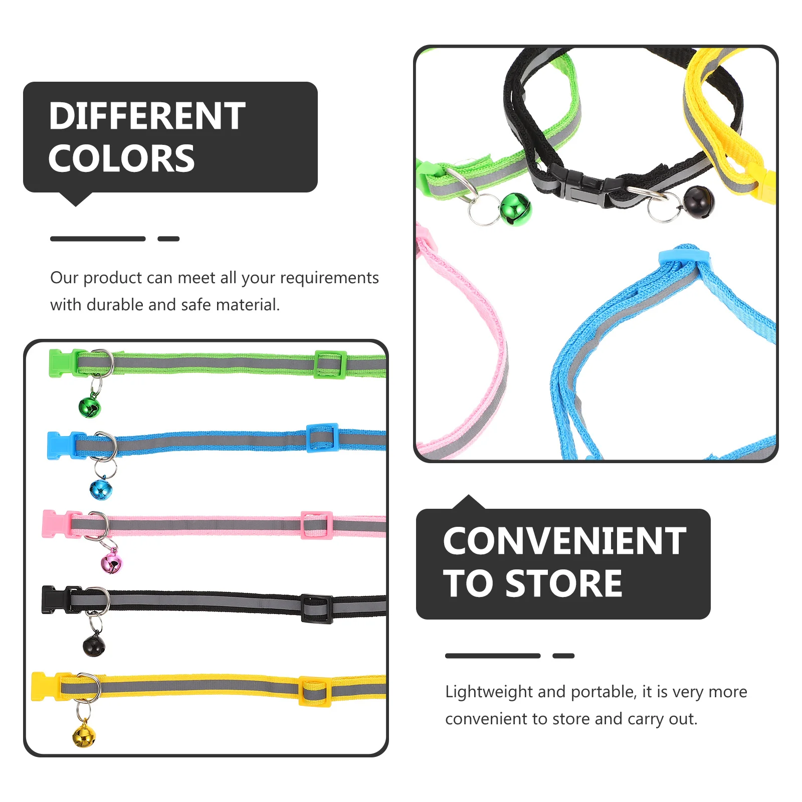 

5pcs Reflective Cat Collars Lightweight Reusable Adjustable Dog Cat Neck Rings For Outdoor Portable Puppy Kitten Collars