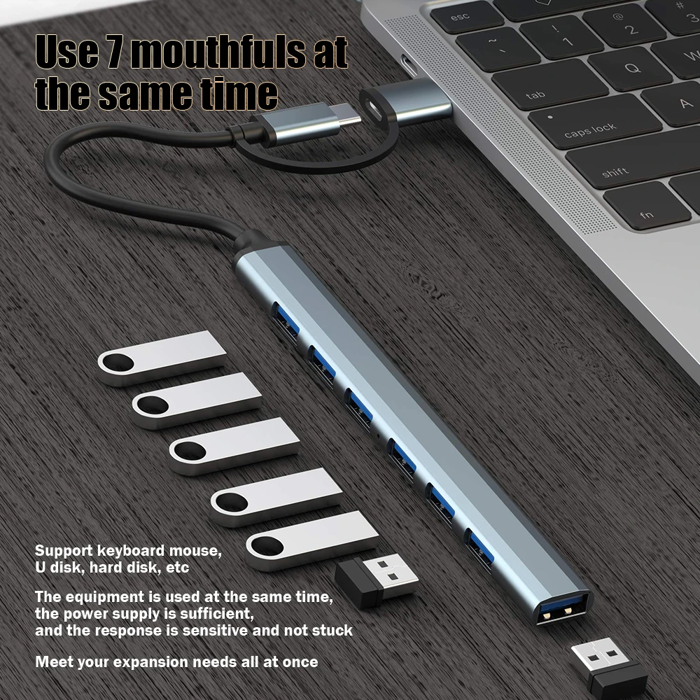 4-in-1 USB C & USB A Hub to USB 3.0-3 USB 2.0 Ports Aluminum Alloy Docking Station Splitter Plug and Play for Laptop PC New 2026