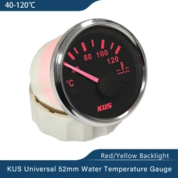 KUS 52mm Car Boat Water Temperature Gauge 40-120℃ 25-120℃ Degree Water Temp Meterwith Yellow/Red Backlight