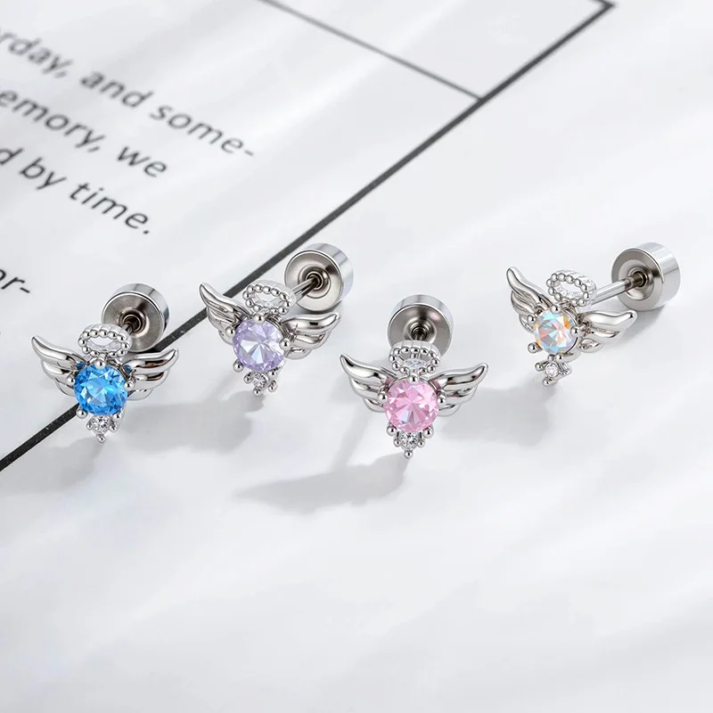 20G Hypoallergenic Titanium Cubic Zirconia Ear Stud Stackable CZ Earring Piercing Jewelry for Sensitive Ears, Women Trendy