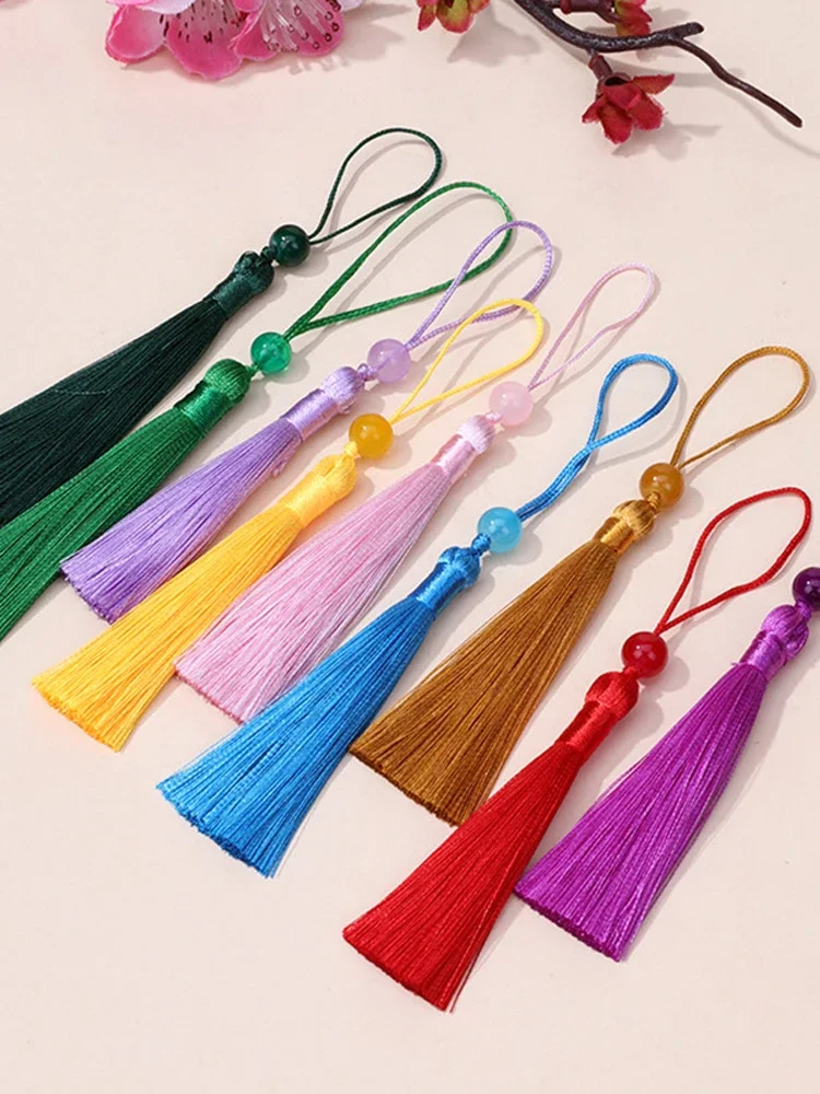 10pcs Polyester Silk Tassel Fringe 7cm Bookmark Tassel Handmade Soft Craft Tassels Jade Beads Tassels DIY Crafts Jewelry Making