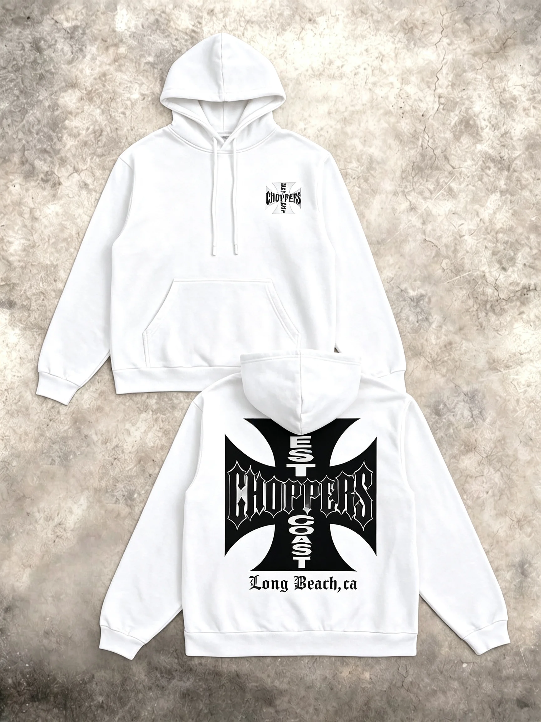 2026 Neuer Unisex Oversized Hoodie Streetwear West Coast Choppers Kreuz-Print Doppelseitiger Grafik-Kapuzenpullover Herbst Winter – Detail 8