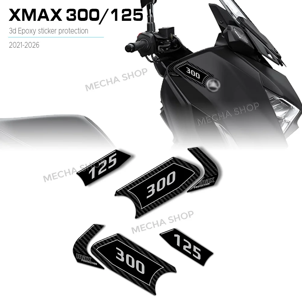 

Для мотоциклов XMax 300 Xmax125 2023 2024 2025 2026: Комплект 3D-наклеек из смолы для защиты боковин