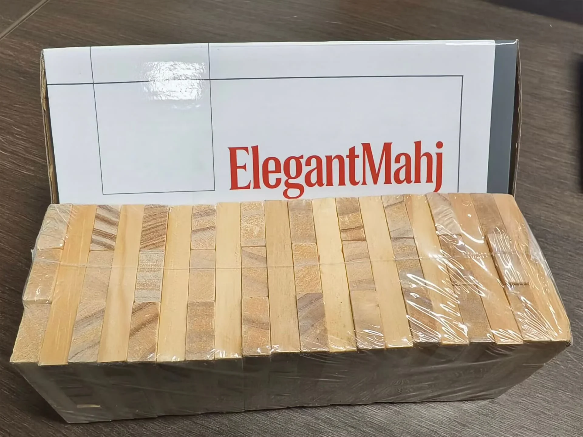 ElegantMahj Timber Tower houten blokkenstapelspel - familiespel voor binnen en buiten, partyspel