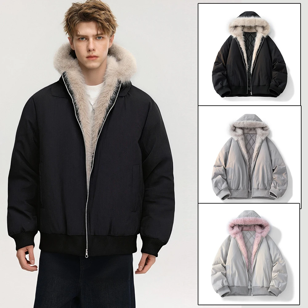 

American-style Retro Down-lined Pullover Hooded Jacket Men's Winter Thickened Warm Windproof Coat Thick Casual Loose Jackets