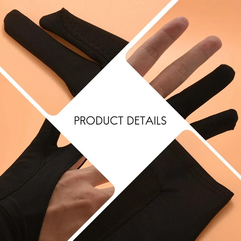 a86g new 5 Pack Artist Gloves for Tablet Digital Drawing Glove Two Fingers Thicken Palm Rejection Glove for Graphics Pad (S)