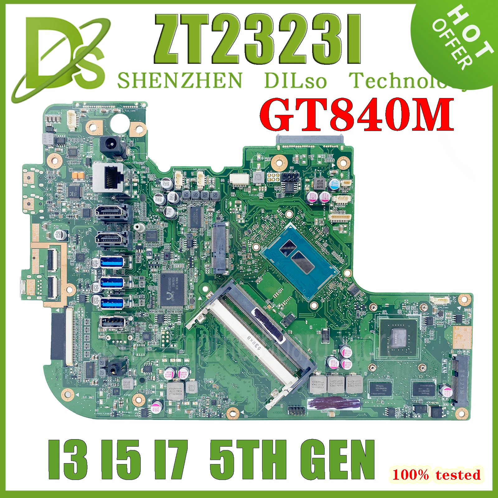 KEFU ET2323I Mainboard For ASUS All-in-One ET2323IUT ET2323 ET2323INT Motherboard I3-5010U I5-5200U I7-5500 GT840 Test work 100%